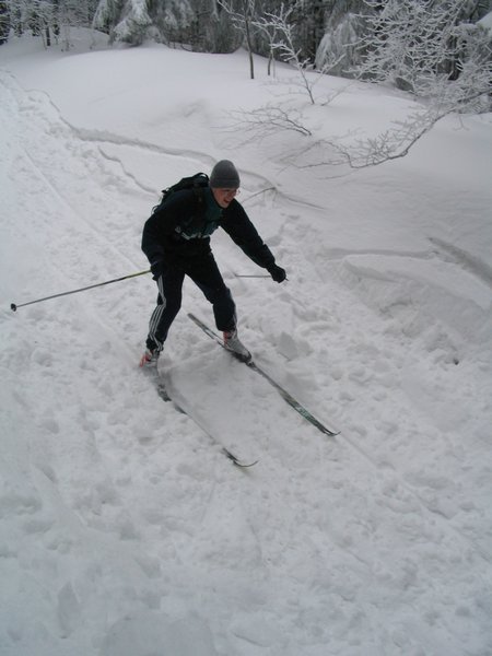 Jéňa se řítí žlabem od Štěpánky